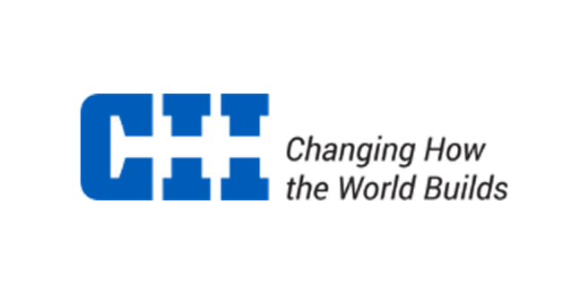 Blue block letters CHH next to the words Changing How the World Builds in black text, all on a white background.
