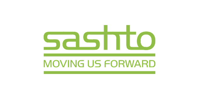 Green text logo reads sashto above the slogan MOVING US FORWARD with two green lines, all on a light gray background.